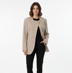 PAUL COSTELLOE Vtg 100% Irish Wool Herringbone Blazer Princess Diana Era US10